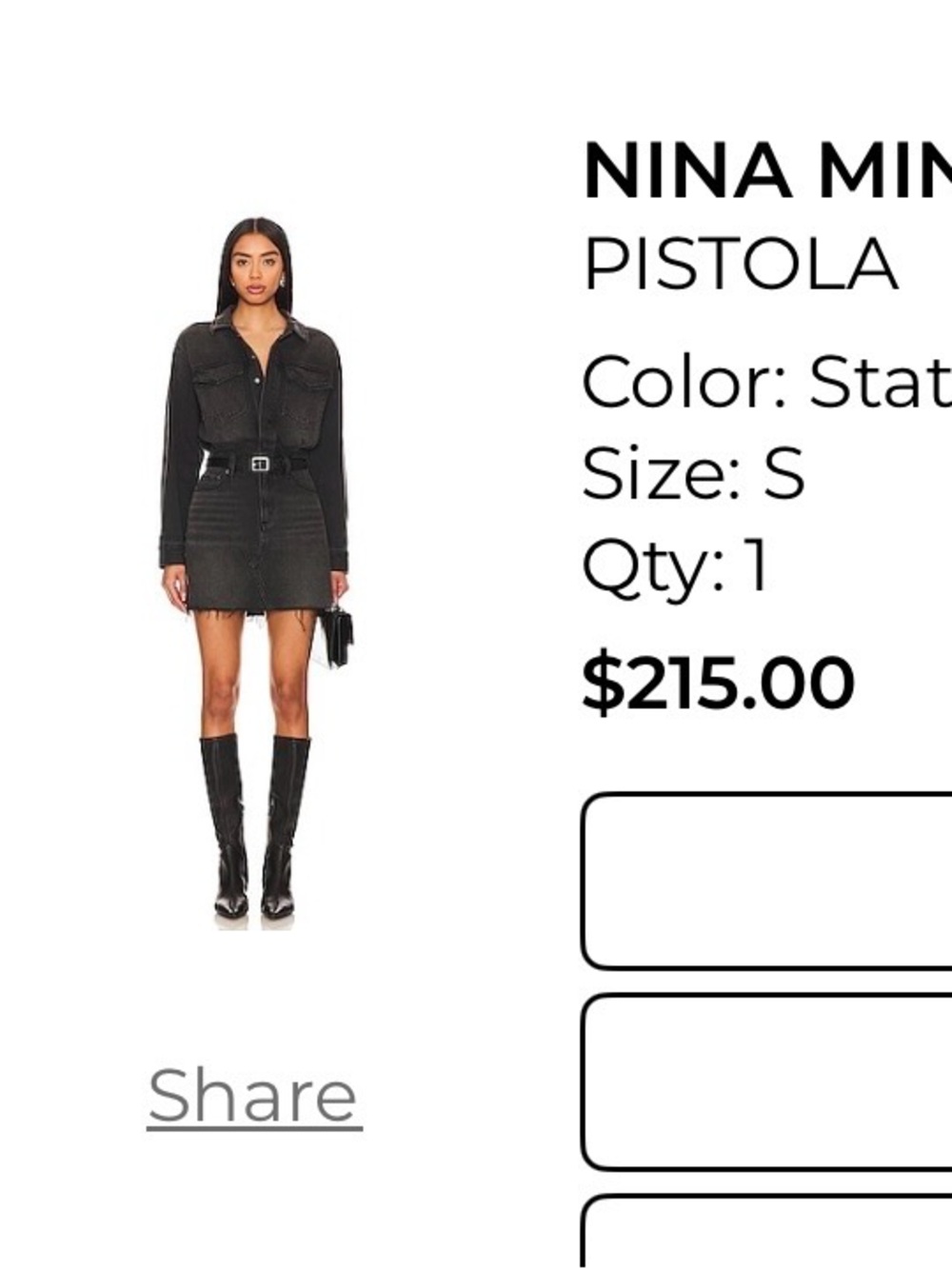 Pistola Black Denim Shirt Mini Dress